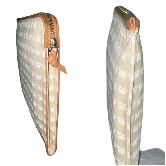 Bottega Veneta Rare Vintage Cotton Leather Butterfly Envelope Clutch Beige EUC